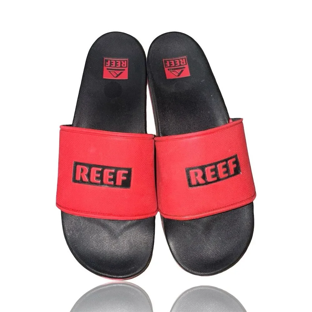 Reef Men's Slide Sandals Black/Red Size 11 Beach Casual: Minimal to no Wear